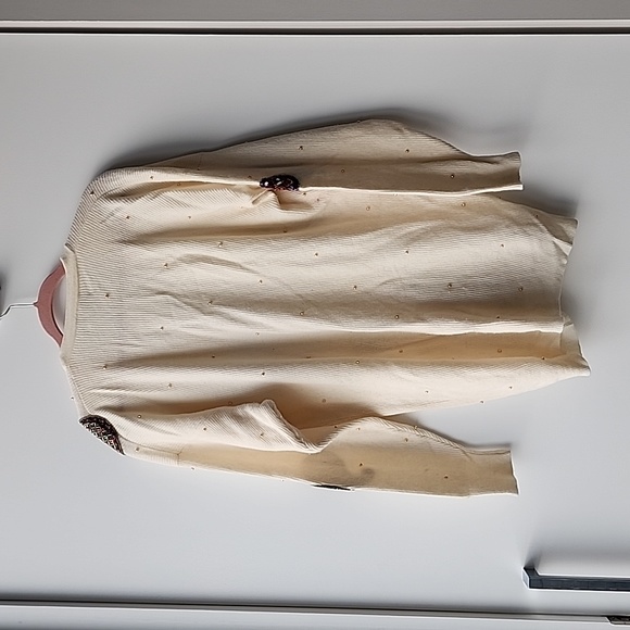 Vintage Sequins and Beads Sparkly Wool Angora Blend Oversized Knit Cardigan - Picture 10 of 11